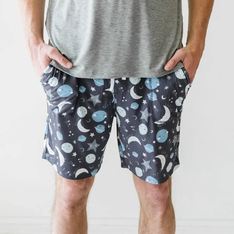 Blue To the Moon & Back Men's Bamboo Viscose Pajama Shorts Tough Men's Tactical