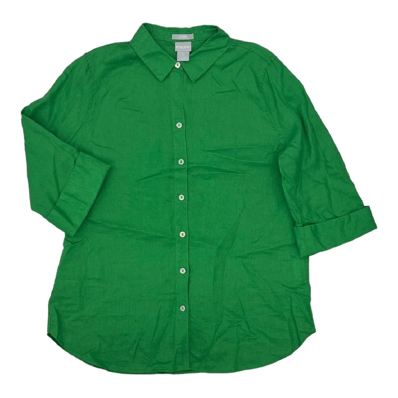 GREEN TOP LS by CHICOS Size:S Dapper Men's 1920S