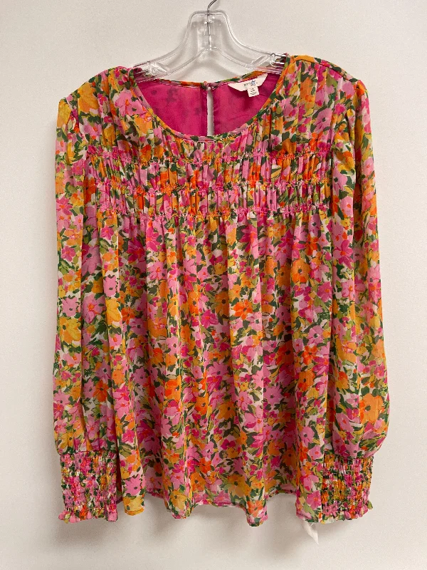 Top Long Sleeve By Terra & Sky In Floral Print, Size: Xl Artistic Men's Hand