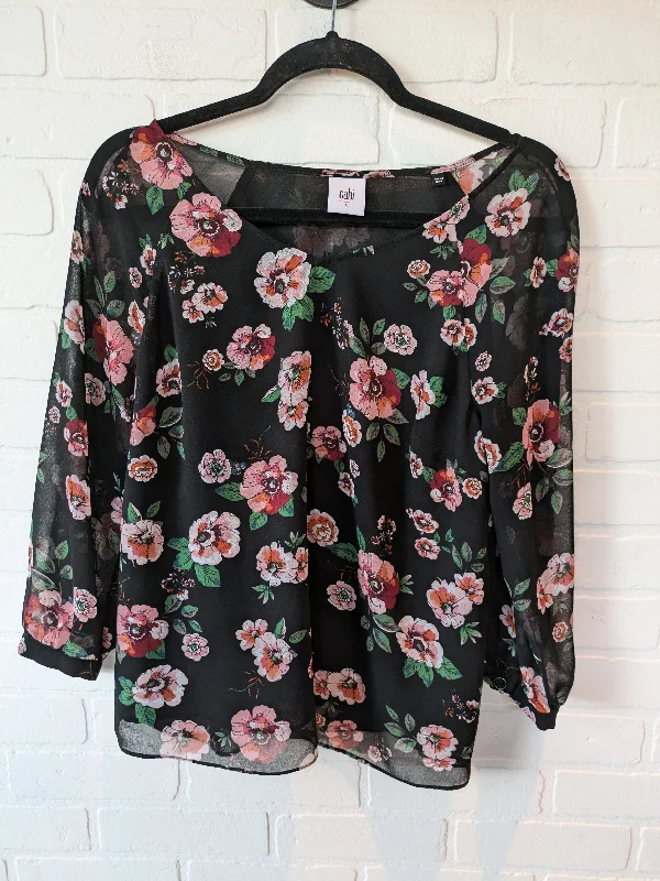 Top Long Sleeve By Cabi In Black & Pink, Size: S Laid