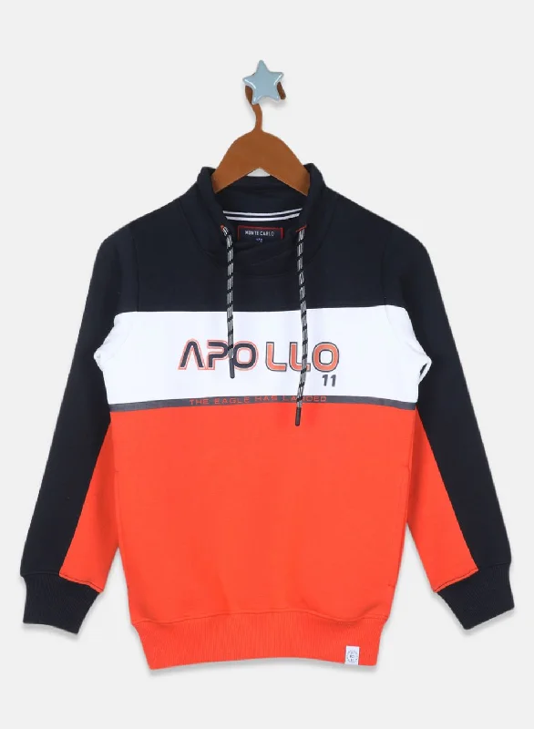 Boys Orange Printed Sweatshirt Bold Men's Animal