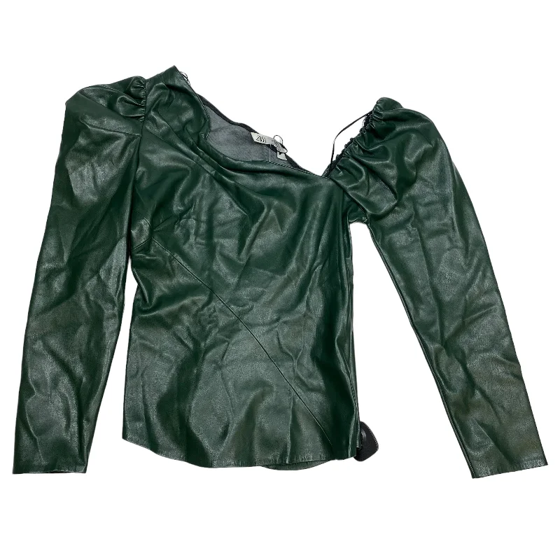 Top Long Sleeve By Zara In Green, Size: Xs Stylish Men's Neon