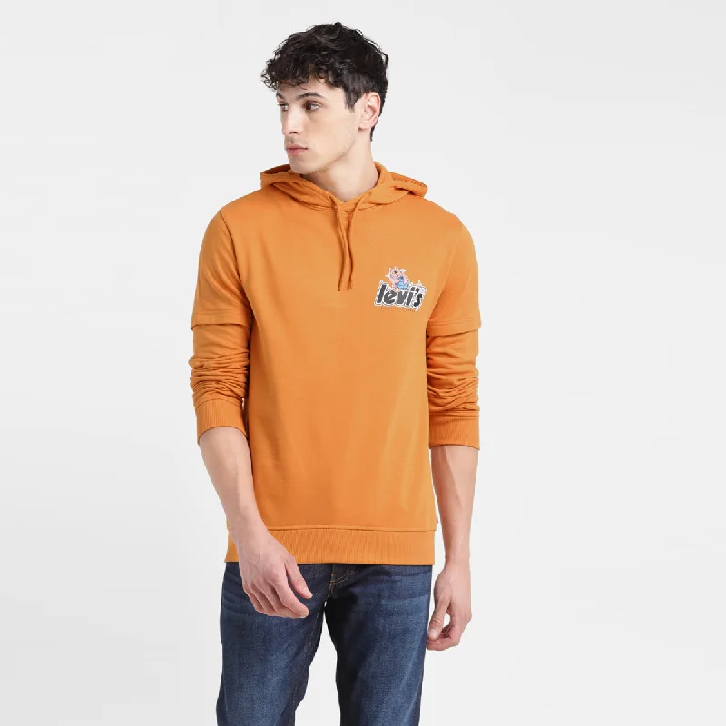 Men's Solid Orange Hooded Sweatshirt Relaxed Men's Australian 