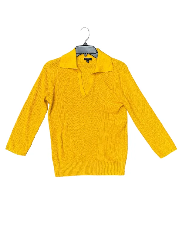 Top Long Sleeve By Talbots In Yellow, Size: M Dapper Men's Bow