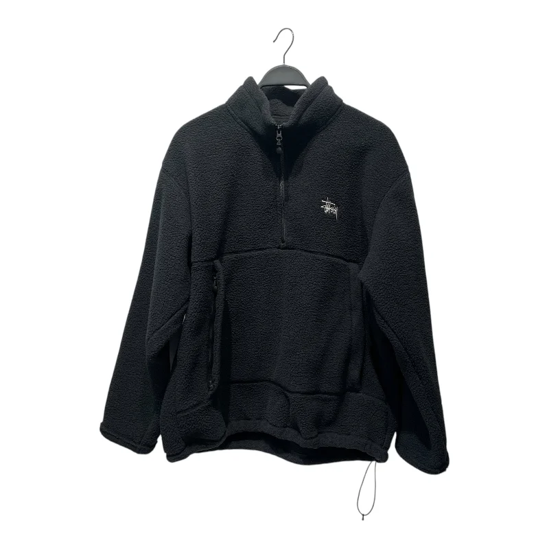 STUSSY/Fleece Jkt/L/Polyester/BLK/quarter zip Confident Men's Power