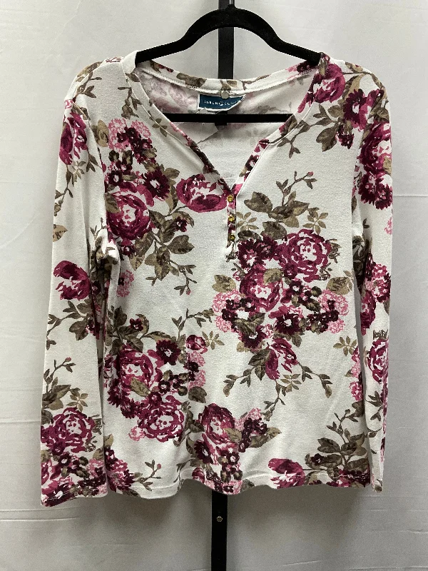 Top Long Sleeve By Karen Scott In Floral Print, Size: M Masculine Men's 