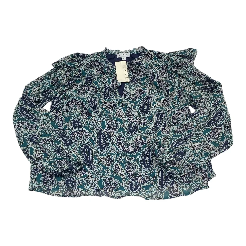 Top Long Sleeve By Evereve In Blue & Green, Size: S British Gentleman Style