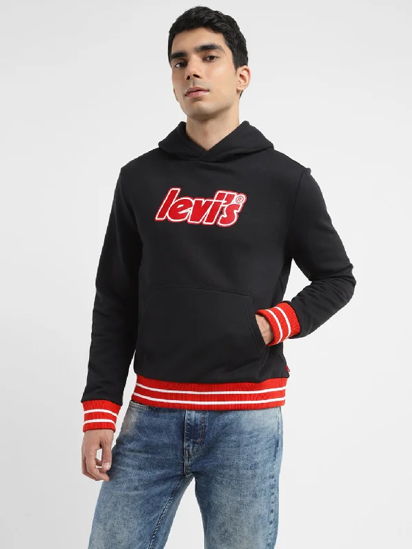 Men's Solid Black Hooded Sweatshirt Adventure