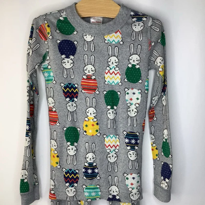 Size 6-7 (120): Hanna Andersson Grey Easter Bunnies & Eggs Long Sleeve 2pc PJS Dynamic Men's Glow
