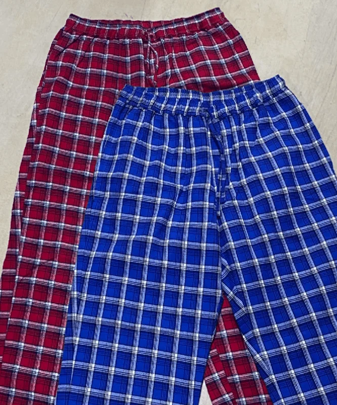 Short Men's Premium Plaid Flannel Pajama Bottoms, 2 Colors Available Laid