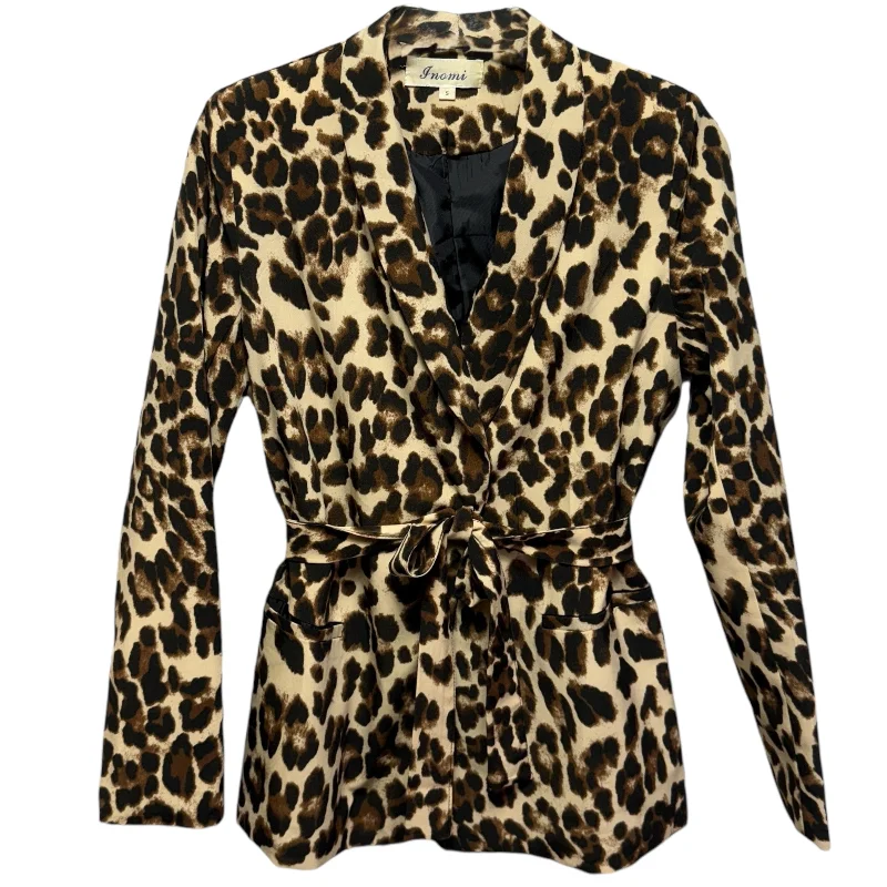 Belted Blazer By Inomi In Leopard Print, Size: S Unique Men's Patch