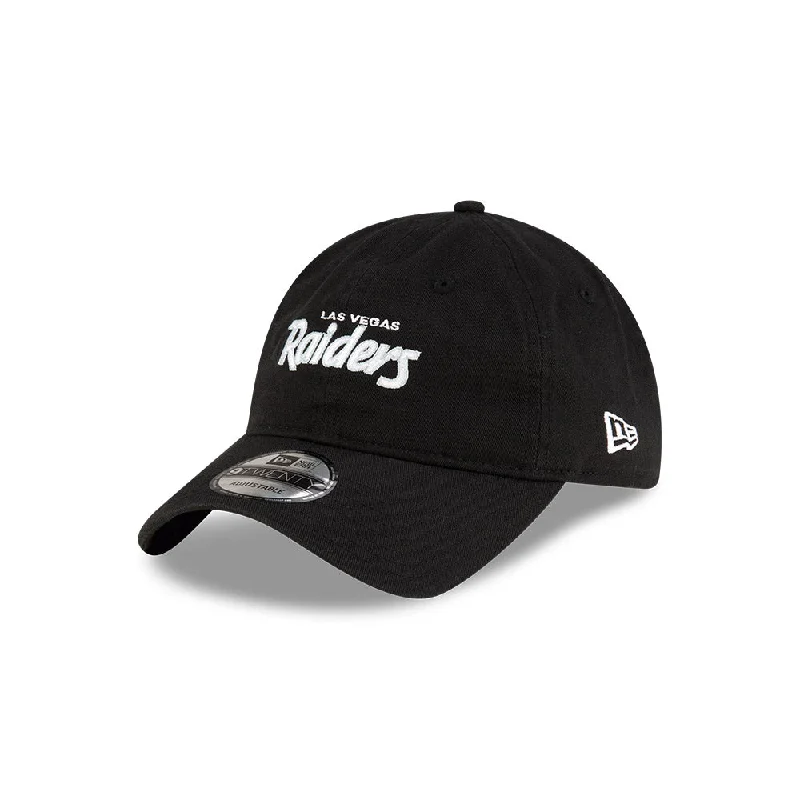 New Era Las Vegas Raiders NFL Games Washed Script Black 9TWENTY Adjustable Cap Elegant Men's Formal 