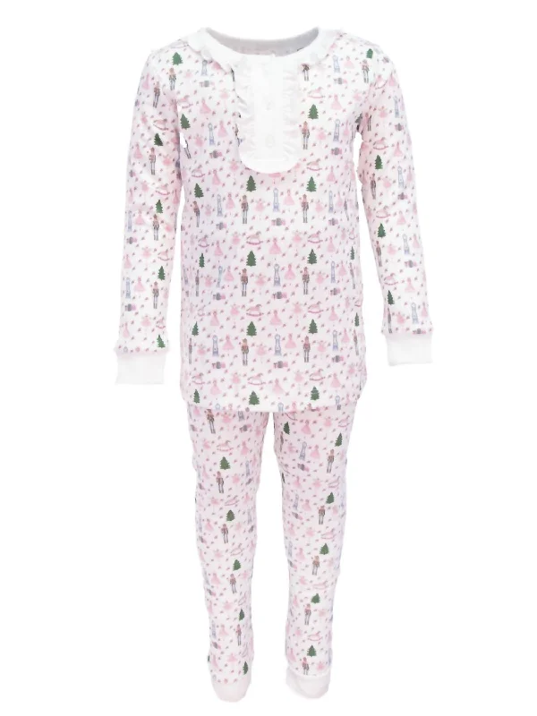 Girl's 2Pc Pima Cotton Christmas Pj's In Nutcracker Princess Youthful Men's Pop
