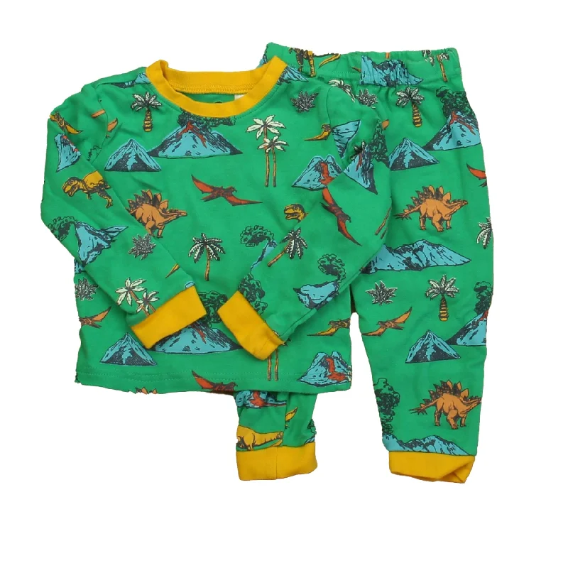 Tucker + Tate Boys Green Dinosaurs 2-piece Pajamas Preppy Men's College