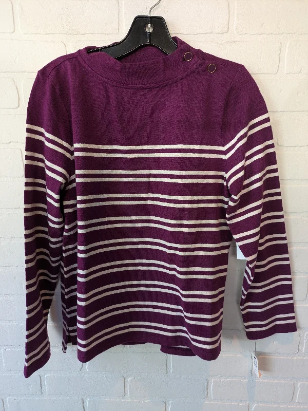 Top Long Sleeve By Talbots In Purple & White, Size: M British Gentleman Style
