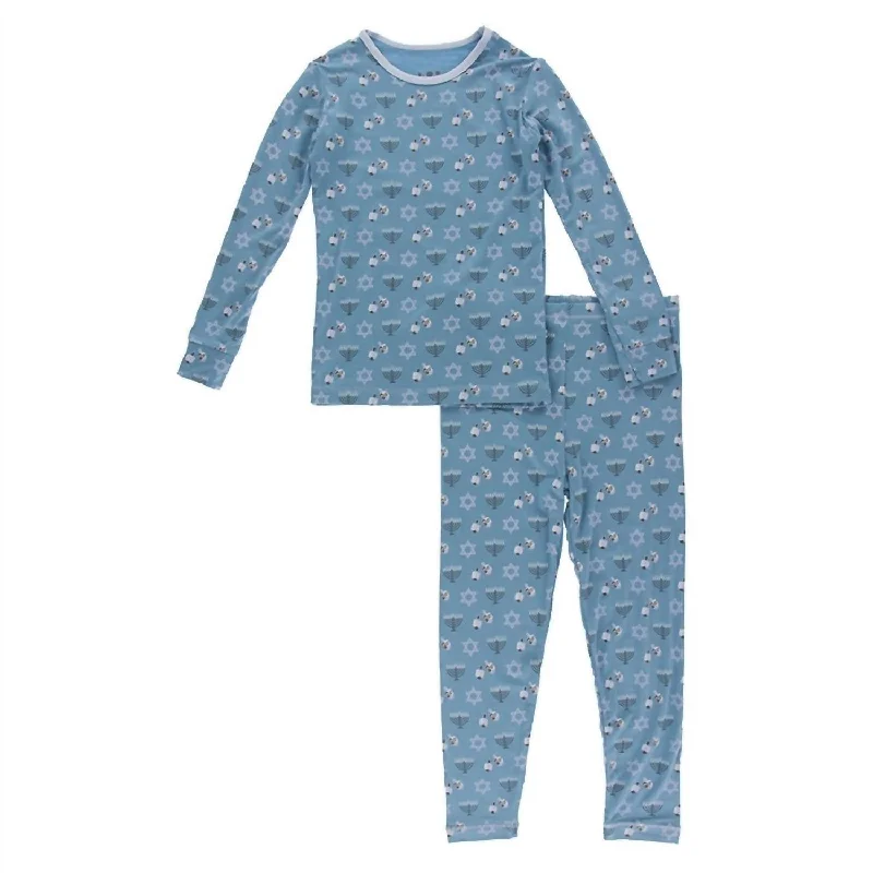 Kids Pants Pajama Set In Hanukkah Refined Men's Velvet