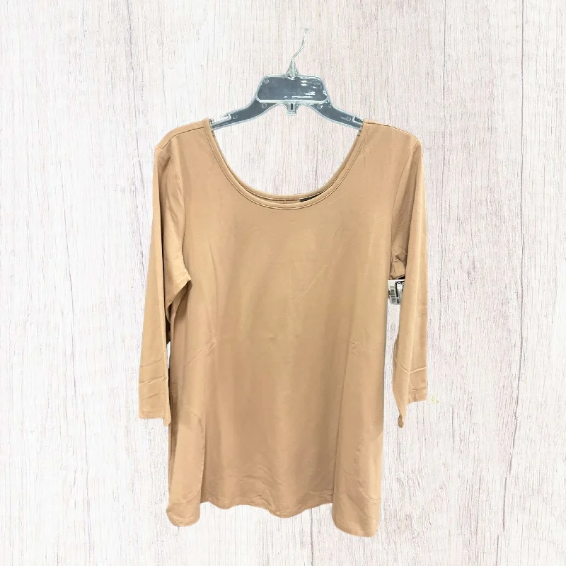 Top 3/4 Sleeve Basic By Attitude In Tan, Size: M Artistic Men's Hand
