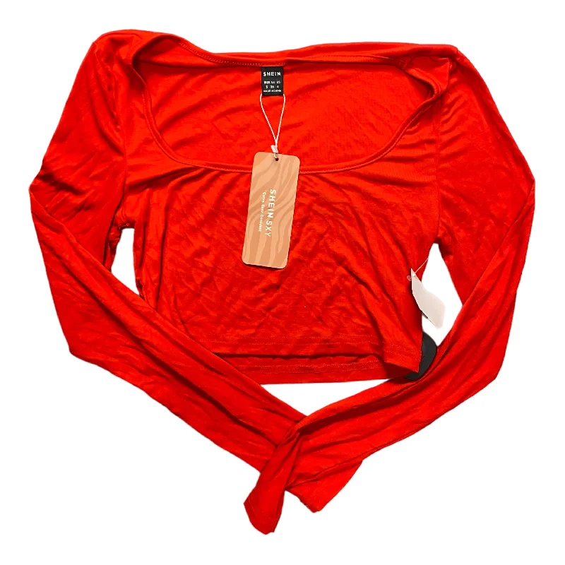 Top Long Sleeve By Shein In Red, Size: S Sporty Men's Athleisure 