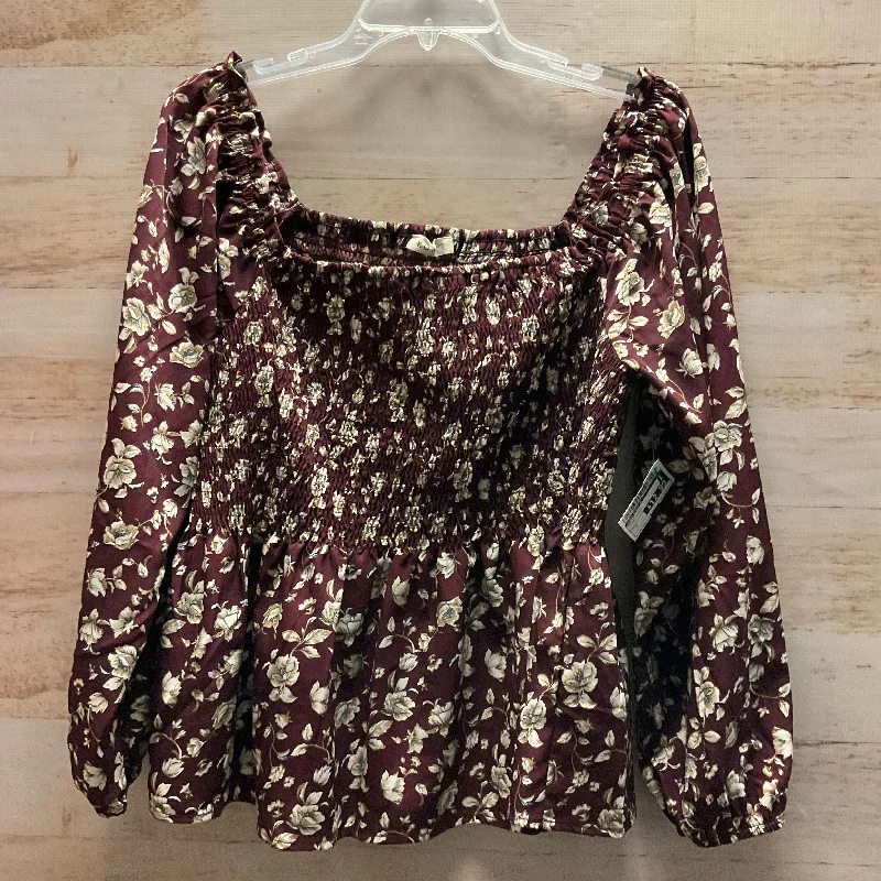 Top Long Sleeve By Kori America In Floral Print, Size: L Adventure