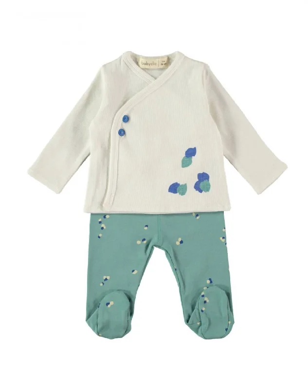 Kid's Jacket, Footed Pant & Hat 3Pc Set In Green Petals Masculine Men's 
