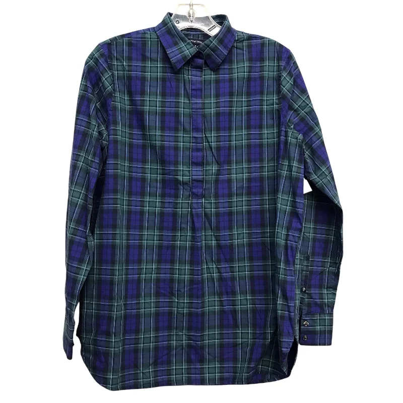 Top Ls By Lands End In Plaid Pattern, Size:M Sharp Men's Italian