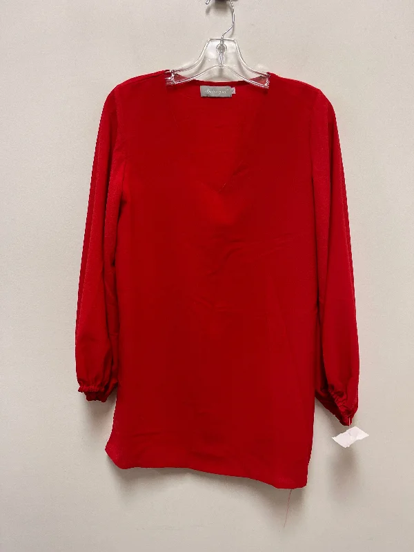 Tunic Long Sleeve By Clothes Mentor In Red, Size: S Hip Men's Retro
