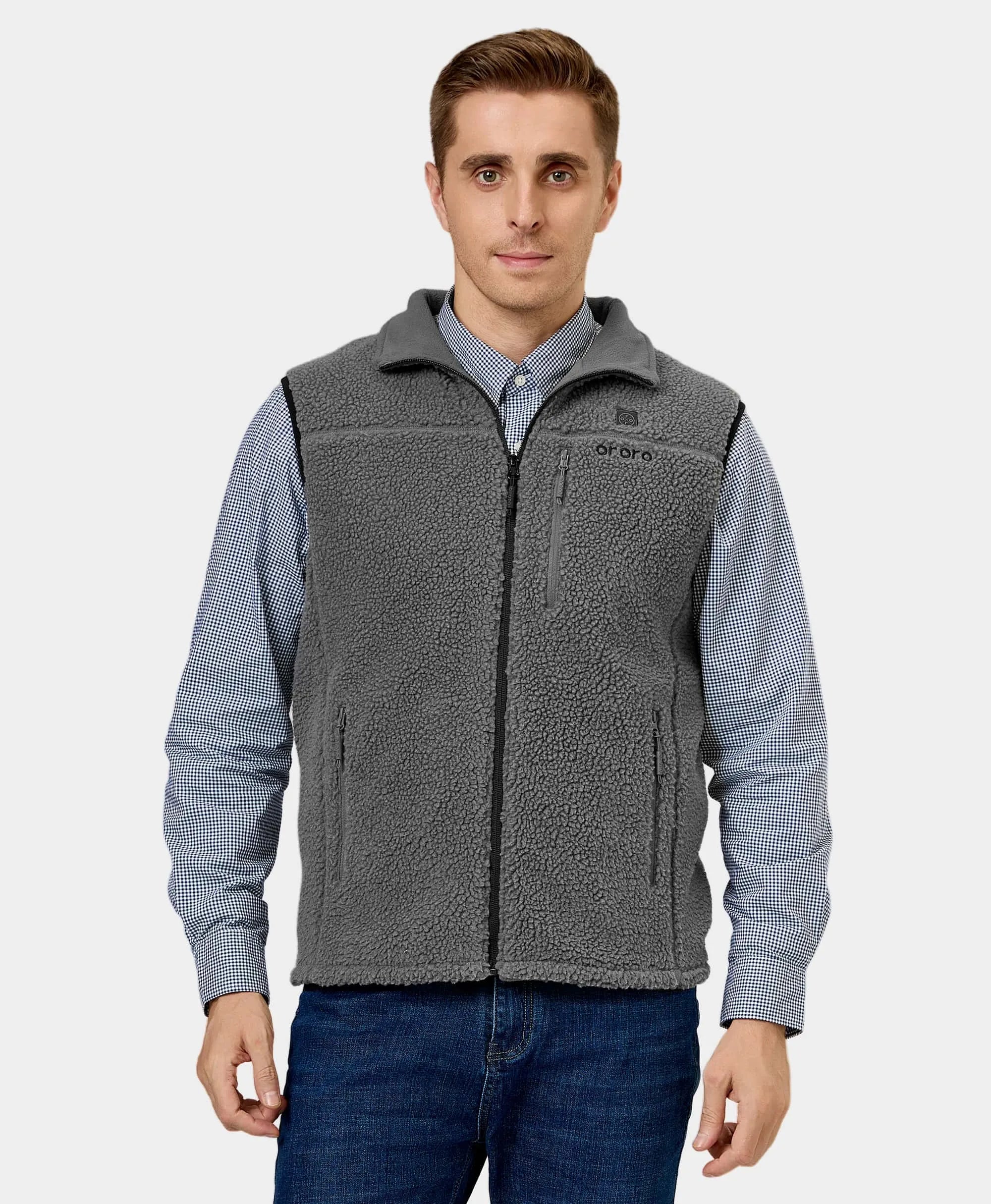 Men's Heated Recycled Fleece Vest - Gray Masculine Men's 