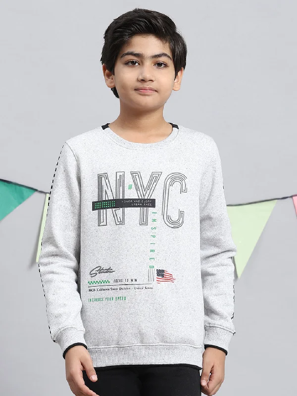 Boys Grey Printed Sweatshirt Athletic Men's High