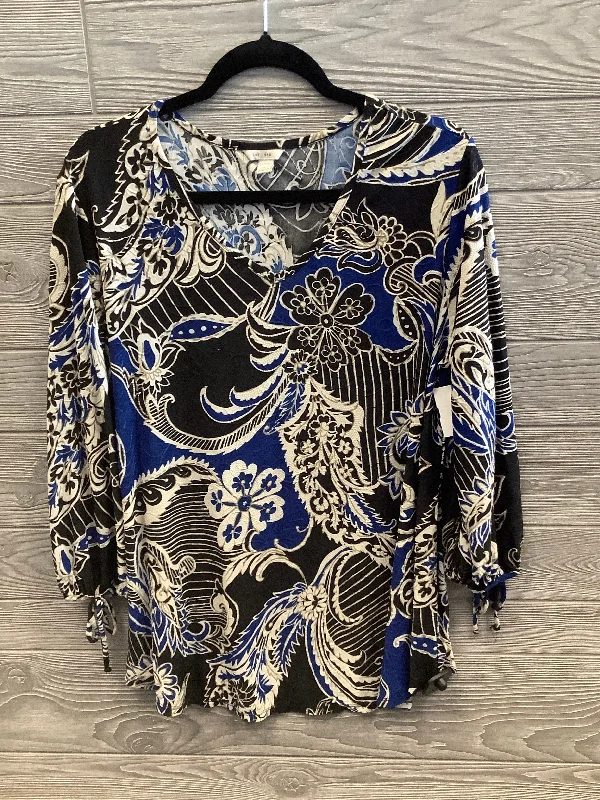 Top Long Sleeve By Clothes Mentor In Black & Blue, Size: Xl Sleek Men's Metallic