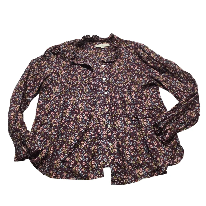 Top Long Sleeve By Loft In Floral Print, Size: M Polished Men's Silk