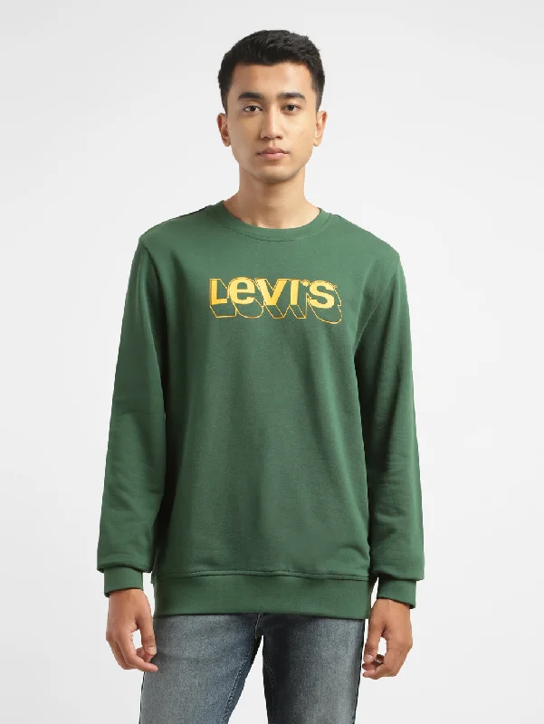 Men's Brand Logo Green Crew Neck Sweatshirt Business