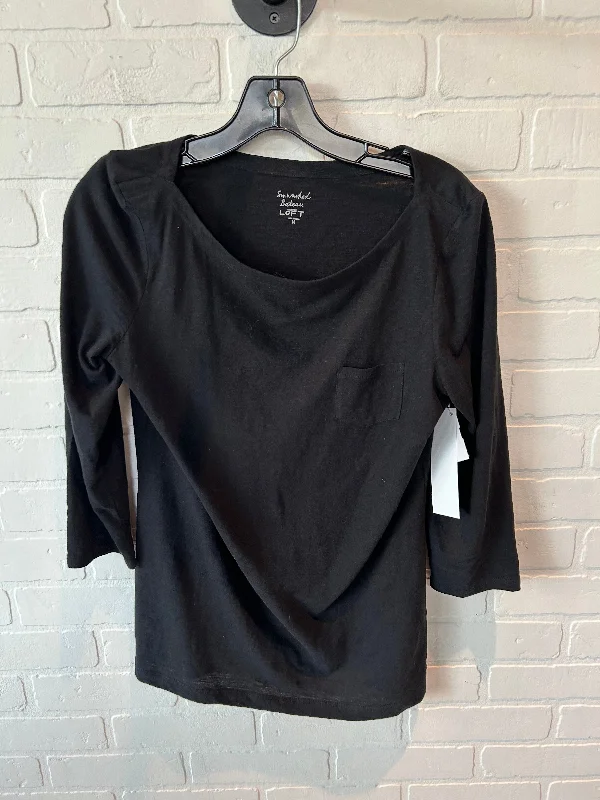 Top 3/4 Sleeve Basic By Loft In Black, Size: M Monochromatic All