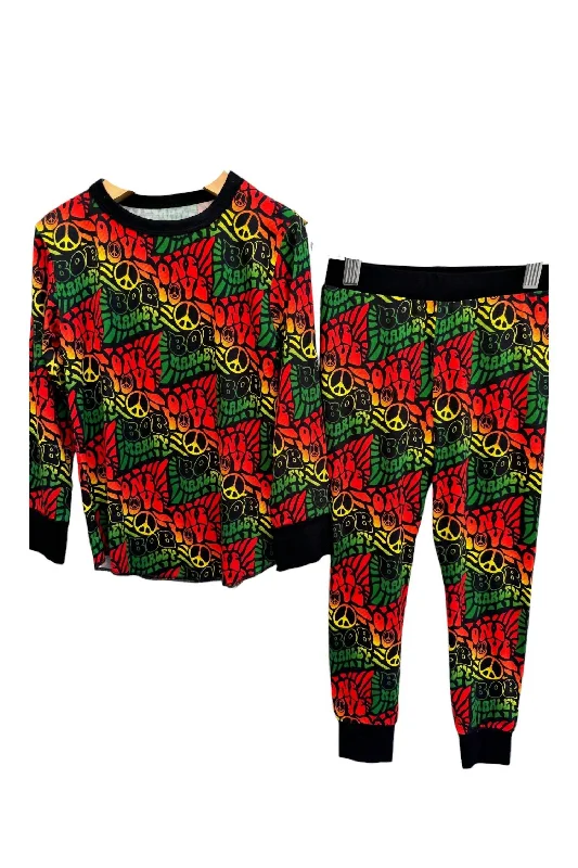 Kid's Bob Marley Bamboo Pajama Set In Thermal Black Masculine Men's Thick
