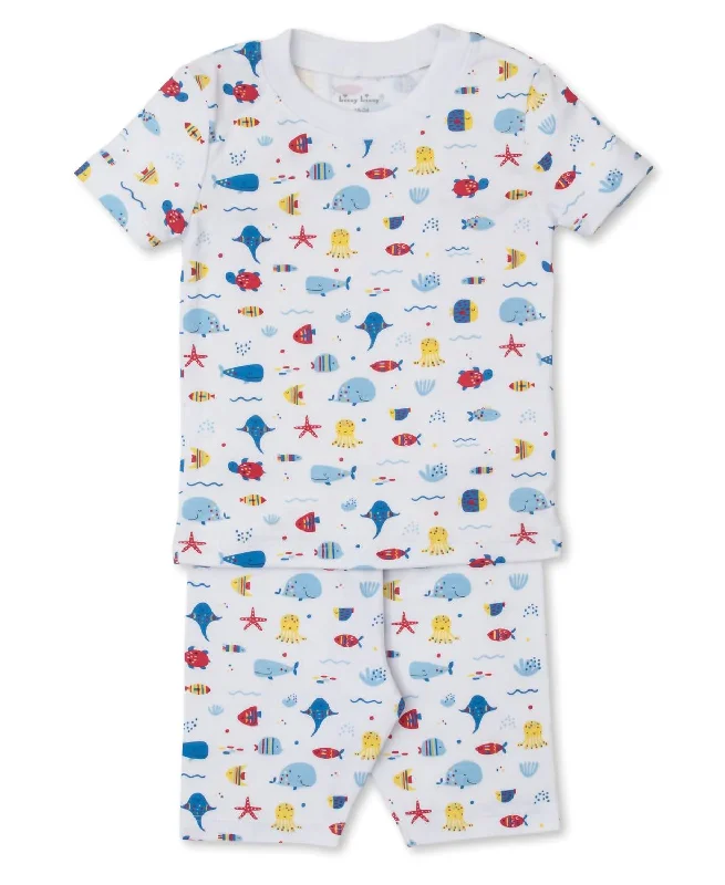 Boys' Sea Life Blue Pajama Set In Multi Practical Men's Multi