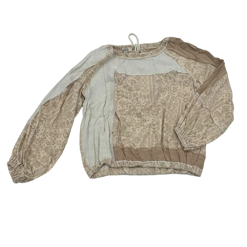 TAN TOP LS by CLOTHES MENTOR Size:M Vintage Men's 1970S Disco
