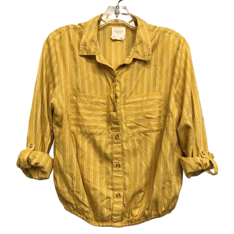 Top Long Sleeve By Harper Heritage In Striped Pattern, Size: M Casual Men's Loose