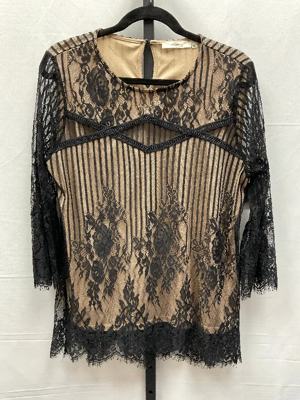 Top Long Sleeve By Andree By Unit In Black & Tan, Size: M Elegant Men's Cashmere