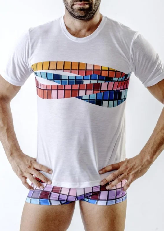 Men T-shirt short sleeve 1718t3 Vintage Men's 1970S Disco