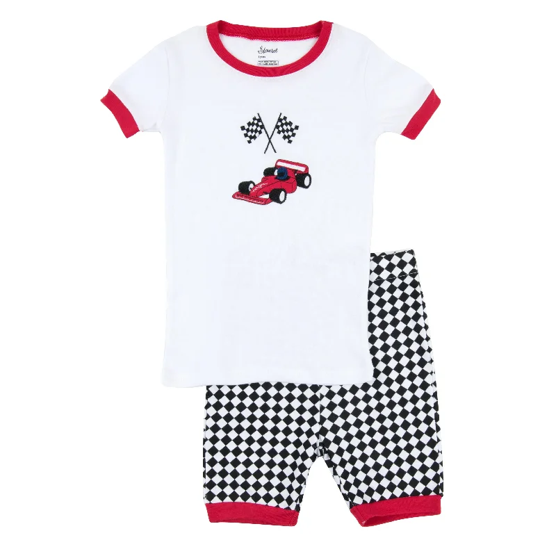 Kids Two Piece Cotton Short Pajamas Racing Car Sporty Men's Tennis