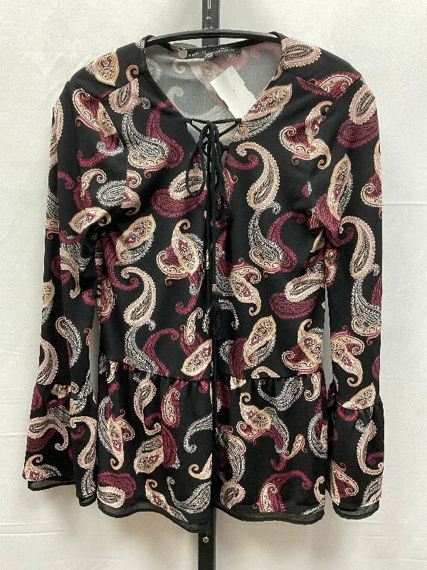 Top Long Sleeve By White House Black Market In Paisley Print, Size: Xxs Laid