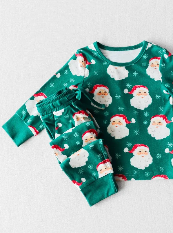 Preorder BLP0715 NO MOQ Santa Snowflake Green Long sleeve pants pajamas set Elegant Men's Formal 