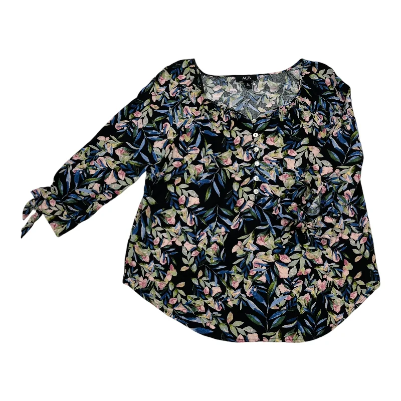 Top Ls By Agb In Black & Blue, Size:M Laid