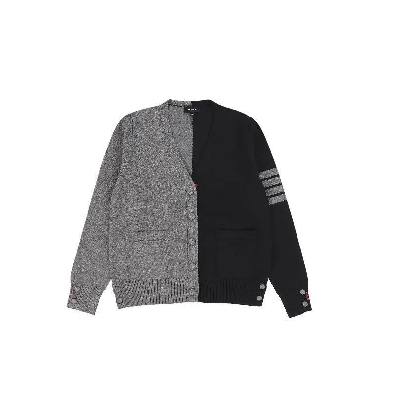 C14167-TWO TONE BUTTON CARDIGAN-Charcoal Lumberjack