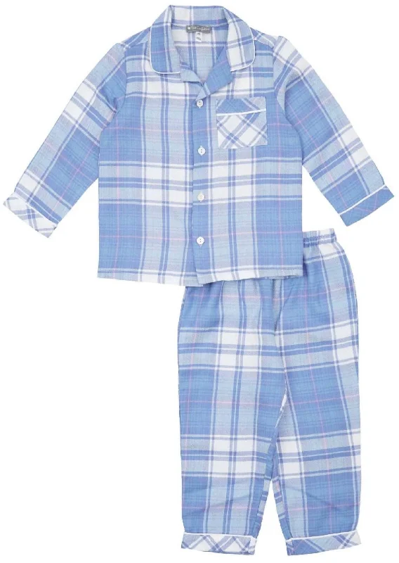 Kids' Plaid Pajamas Set In Blue Stylish Men's Tropical 