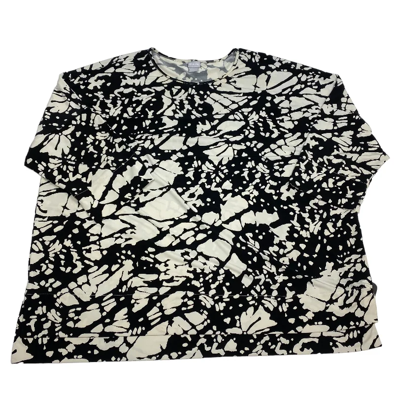 Top Long Sleeve By Chicos In Black & Cream, Size: Xxl Practical Men's Multi