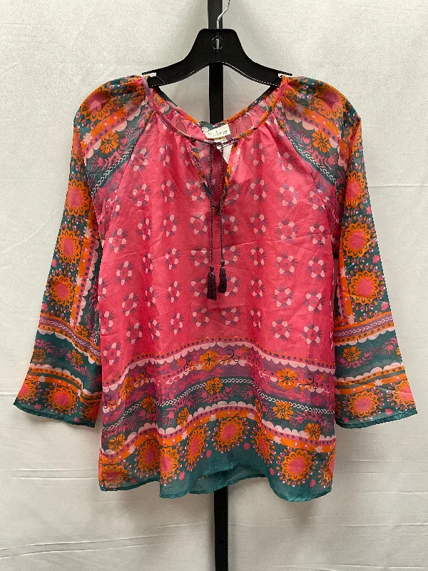 Top Long Sleeve By Natural Life In Multi-colored, Size: S Trendy Men's Oversized