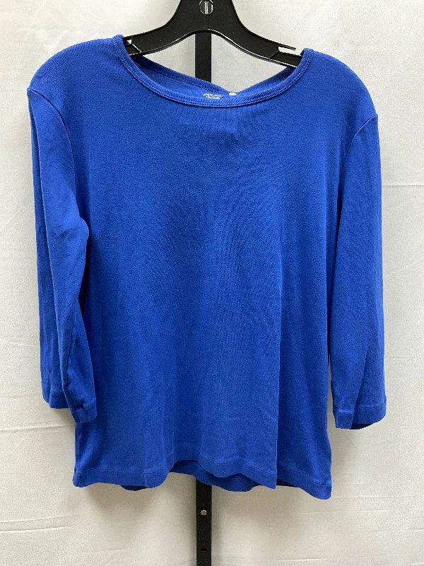 Top Long Sleeve Basic By Anne Klein In Blue, Size: Xl Casual Men's Japanese 