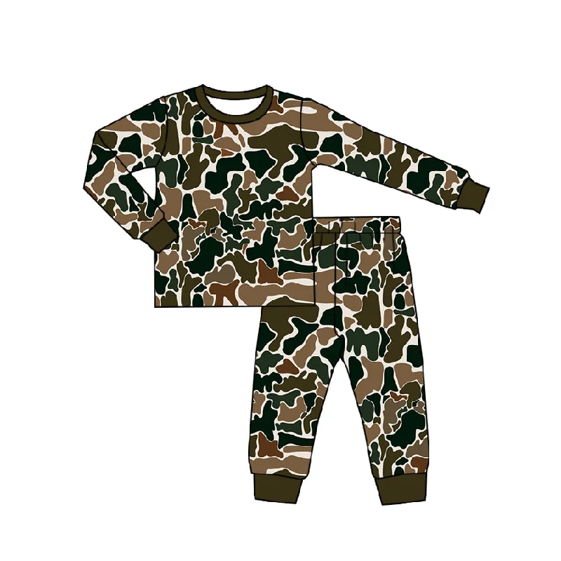 Preorder BLP0708 NO MOQ brown green camouflage beige crew-neck long sleeve pants pajamas set Masculine Men's 