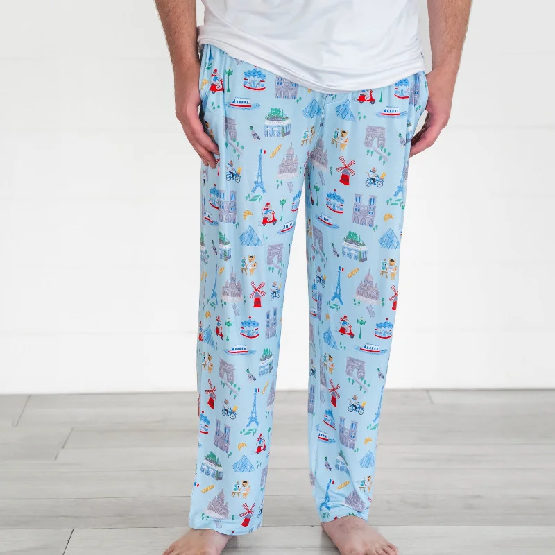 Blue Weekend in Paris Men's Pajama Pants Luxurious Men's High