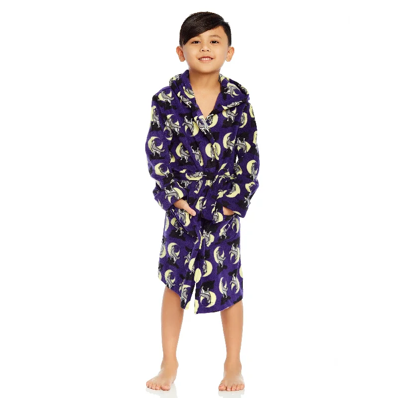 Kids Fleece Hooded Robe Wolf Athletic Men's High
